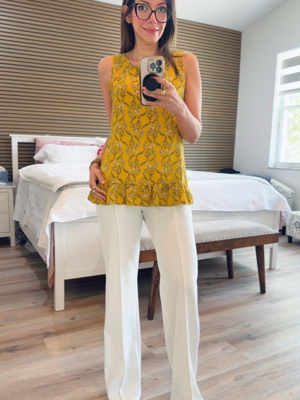 Rose & Olive Sleeveless Mustard Yellow Floral Tunic Top